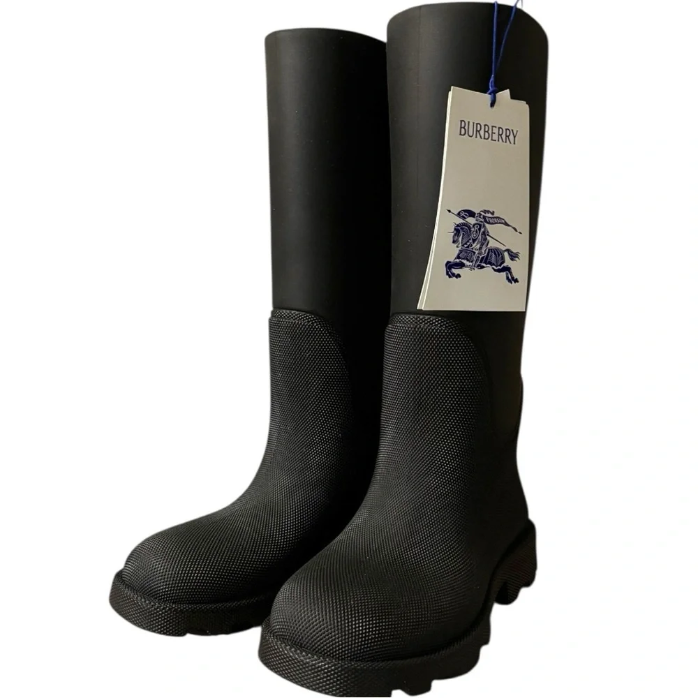 Burberry Prorsum Marsh High Black Rain Boots Women’s Size EU 38 US 7.5 - Picture 10 of 11